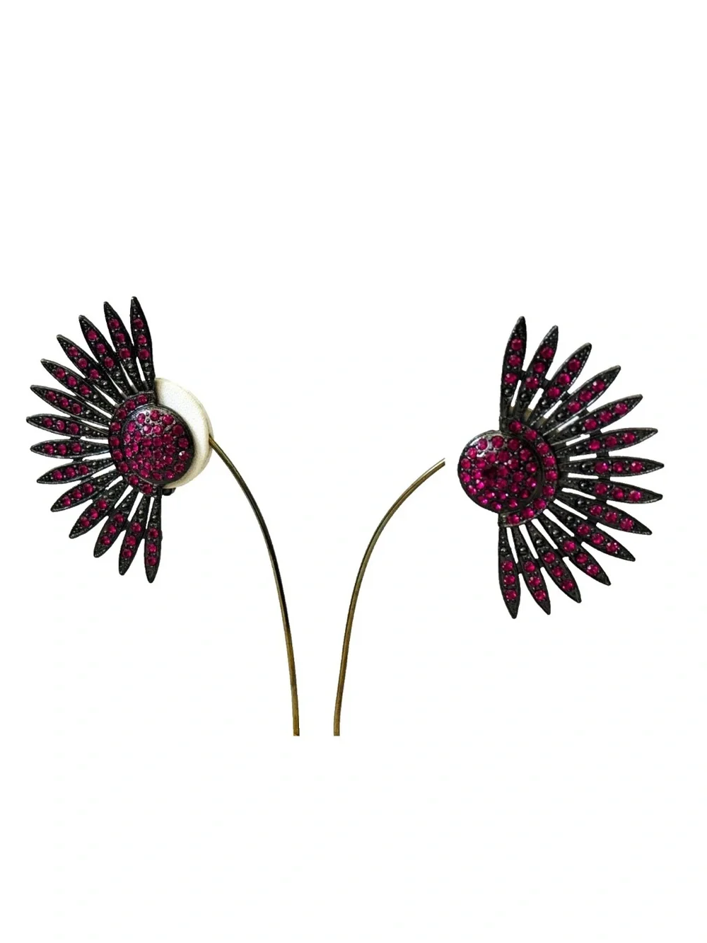 AMAZING Vintage 1980's THELMA DEUTSCH Oversized Pink Rhinestone Clip On Earrings